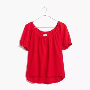 Madewell Texture & Thread Peasant Top Red - Small
